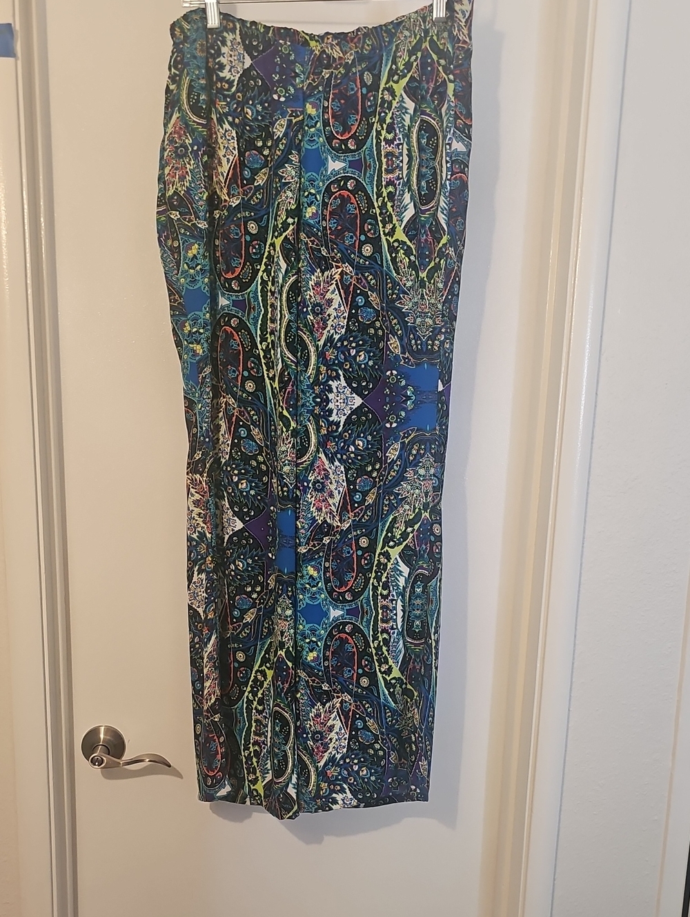 Boho Paisley Pants in Blue & Green Tote 3